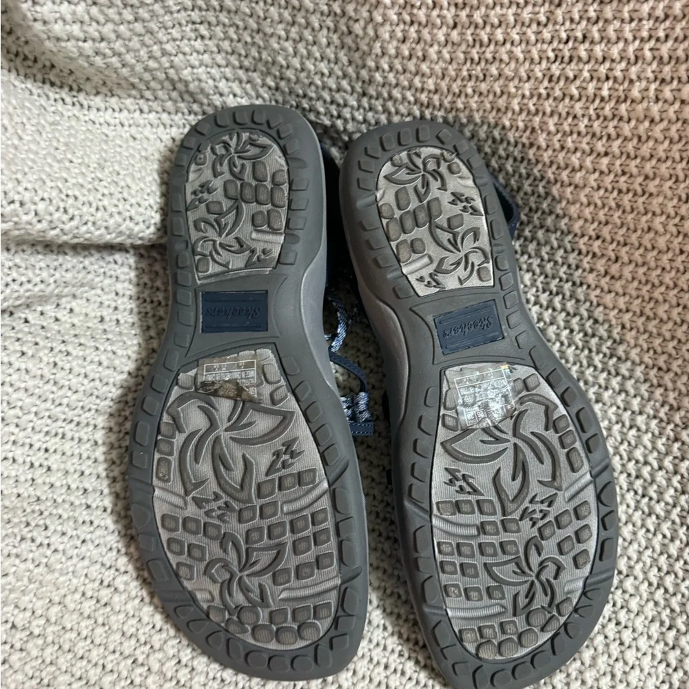 Skechers‎ Reggae Sandal Womens Stretch Slingback Blue Slip On Aztec Size 8